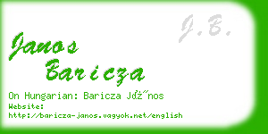 janos baricza business card